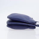 CELINE Trio Shoulder Bag Leather Blue Gold Auth 205438-4