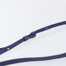 CELINE Trio Shoulder Bag Leather Blue Gold Auth 205438-9