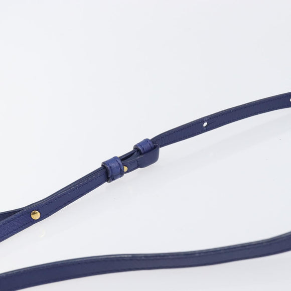 CELINE Trio Shoulder Bag Leather Blue Gold Auth 205438