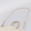 CELINE Vertical Cabas Tote Bag Leather 2way White Gold Auth 205444-14