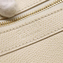 CELINE Vertical Cabas Tote Bag Leather 2way White Gold Auth 205444-20