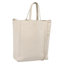 CELINE Vertical Cabas Tote Bag Leather 2way White Gold Auth 205444-1