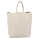 CELINE Vertical Cabas Tote Bag Leather 2way White Gold Auth 205444-13