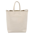 CELINE Vertical Cabas Tote Bag Leather 2way White Gold Auth 205444-2