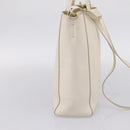 CELINE Vertical Cabas Tote Bag Leather 2way White Gold Auth 205444-3