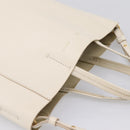 CELINE Vertical Cabas Tote Bag Leather 2way White Gold Auth 205444-6