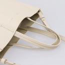 CELINE Vertical Cabas Tote Bag Leather 2way White Gold Auth 205444-7