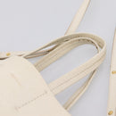 CELINE Vertical Cabas Tote Bag Leather 2way White Gold Auth 205444-8