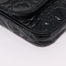 Christian Dior Chain Cannage Bag Patent Leather Black Silver Auth 205445V-10