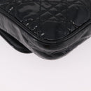 Christian Dior Chain Cannage Bag Patent Leather Black Silver Auth 205445V-12