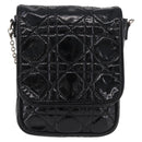 Christian Dior Chain Cannage Bag Patent Leather Black Silver Auth 205445V-2