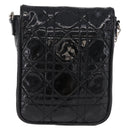 Christian Dior Chain Cannage Bag Patent Leather Black Silver Auth 205445V-3