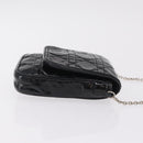 Christian Dior Chain Cannage Bag Patent Leather Black Silver Auth 205445V-4