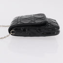 Christian Dior Chain Cannage Bag Patent Leather Black Silver Auth 205445V-5