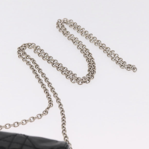 Christian Dior Chain Cannage Bag Patent Leather Black Silver Auth 205445V