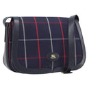 Burberrys Nova Check Shoulder Bag Canvas Navy Gold Auth 205448-1