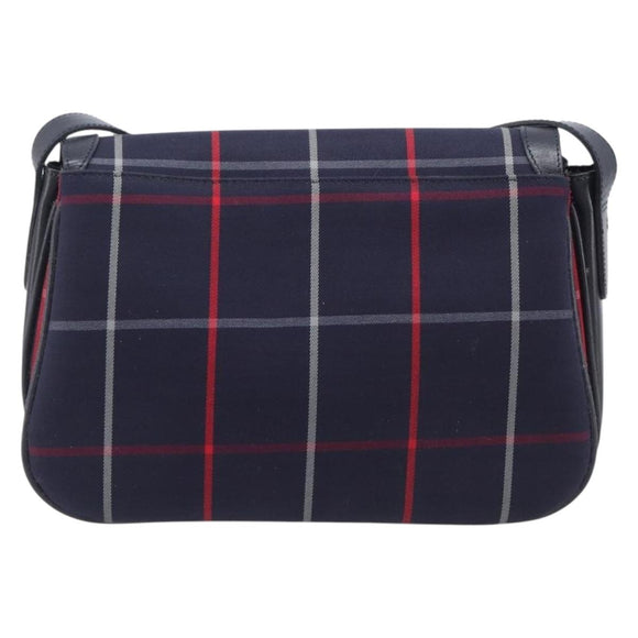 Burberrys Nova Check Shoulder Bag Canvas Navy Gold Auth 205448