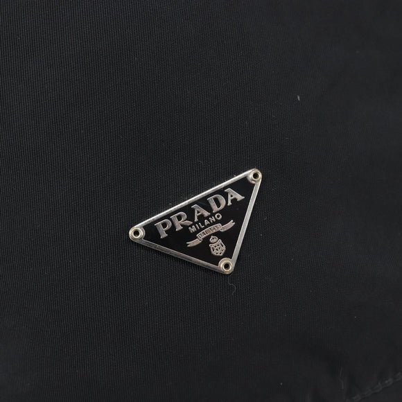 PRADA Purse Pouch Nylon Black Silver Auth 205450A