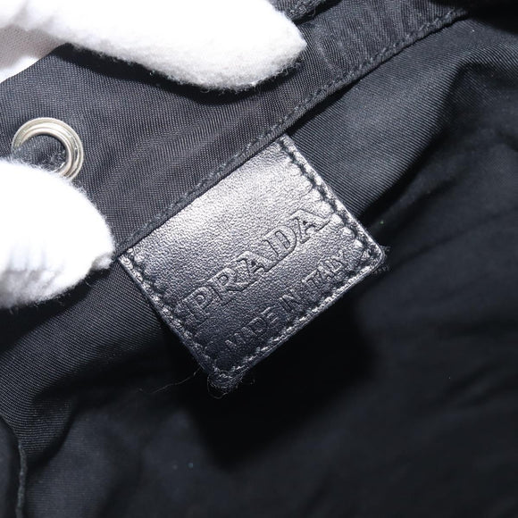 PRADA Purse Pouch Nylon Black Silver Auth 205450A
