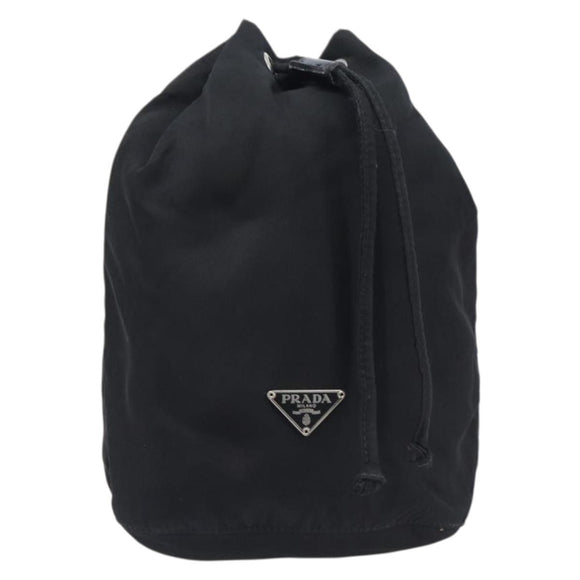 PRADA Purse Pouch Nylon Black Silver Auth 205450A