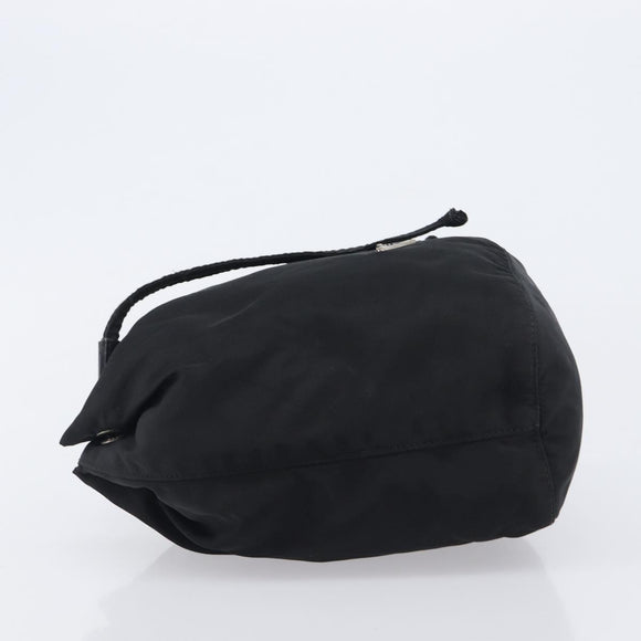 PRADA Purse Pouch Nylon Black Silver Auth 205450A