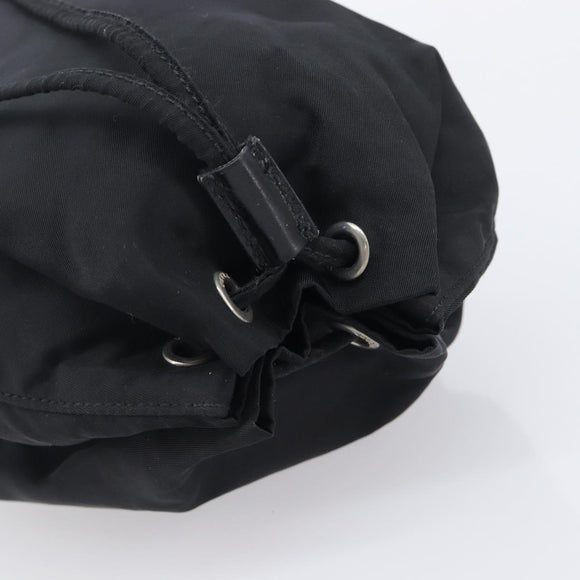 PRADA Purse Pouch Nylon Black Silver Auth 205450A
