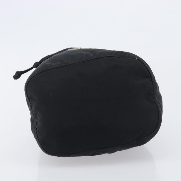 PRADA Purse Pouch Nylon Black Silver Auth 205450A