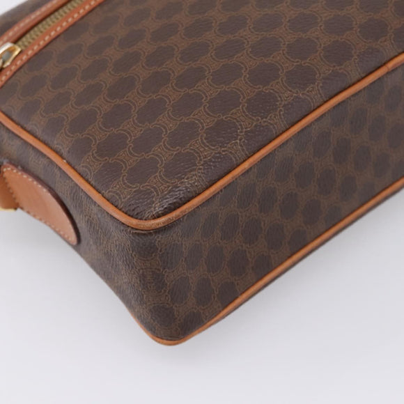CELINE Macadam Canvas Shoulder Bag PVC Leather Brown Gold Auth 205454V