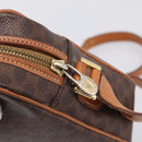 CELINE Macadam Canvas Shoulder Bag PVC Leather Brown Gold Auth 205454V-10
