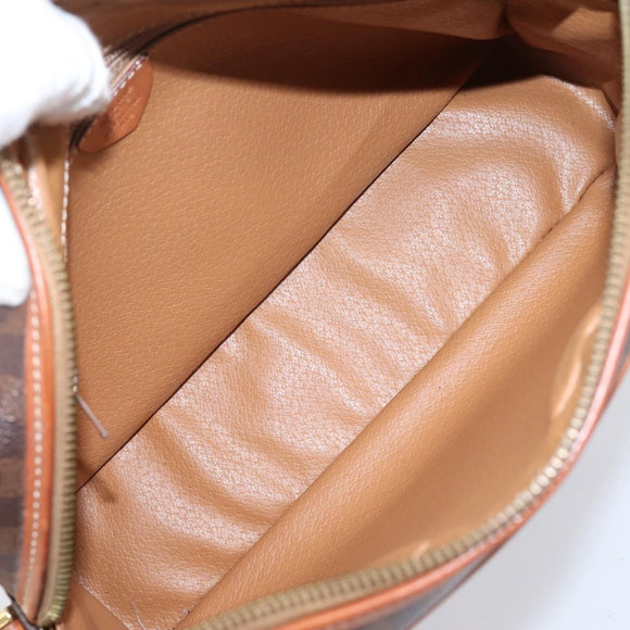 CELINE Macadam Canvas Shoulder Bag PVC Leather Brown Gold Auth 205454V