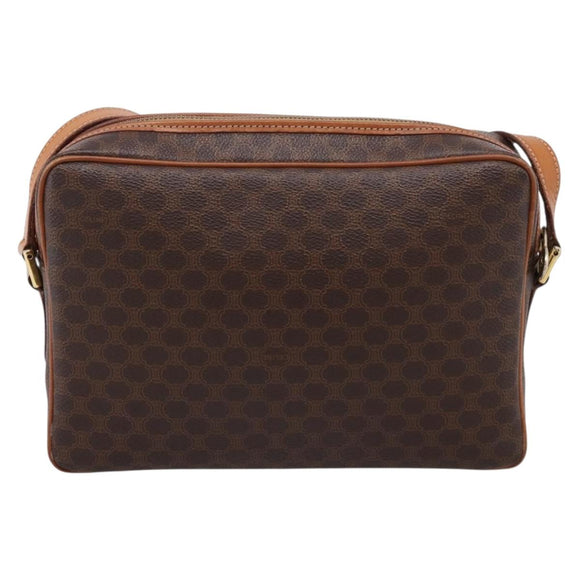 CELINE Macadam Canvas Shoulder Bag PVC Leather Brown Gold Auth 205454V