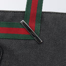 GUCCI Web Sherry Line Hand Bag Canvas Black Silver 73984 Auth 205458V-18