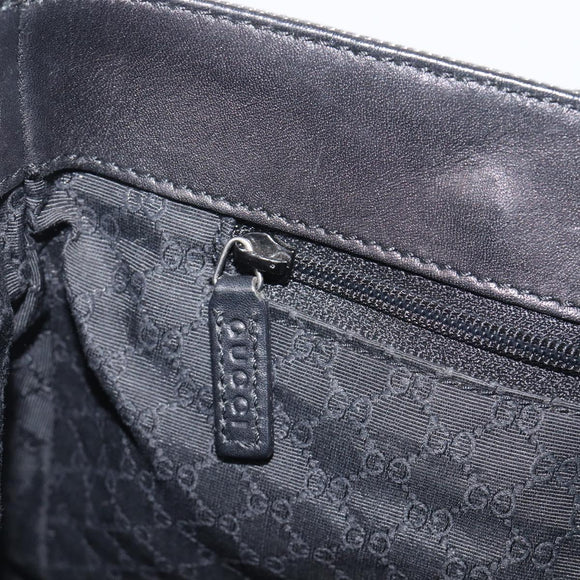 GUCCI Web Sherry Line Hand Bag Canvas Black Silver 73984 Auth 205458V