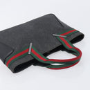 GUCCI Web Sherry Line Hand Bag Canvas Black Silver 73984 Auth 205458V-6