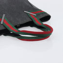 GUCCI Web Sherry Line Hand Bag Canvas Black Silver 73984 Auth 205458V-7