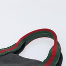 GUCCI Web Sherry Line Hand Bag Canvas Black Silver 73984 Auth 205458V-8