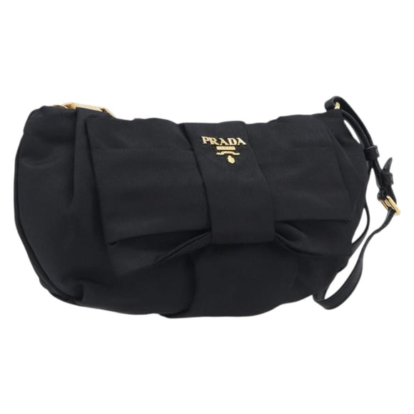 PRADA Pouch Nylon Black Gold Auth 205459V