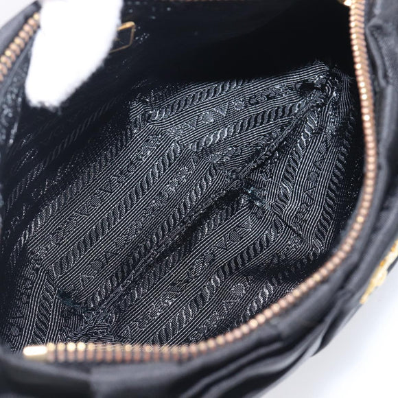 PRADA Pouch Nylon Black Gold Auth 205459V