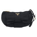 PRADA Pouch Nylon Black Gold Auth 205459V-13