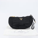 PRADA Pouch Nylon Black Gold Auth 205459V-12