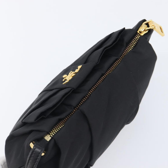 PRADA Pouch Nylon Black Gold Auth 205459V