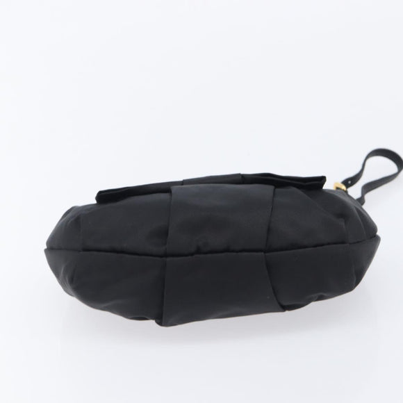 PRADA Pouch Nylon Black Gold Auth 205459V