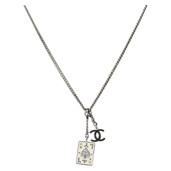 CHANEL Necklace metal Silver CC Auth 205469M