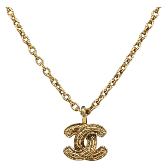 CHANEL Necklace metal Gold CC Auth 205470M