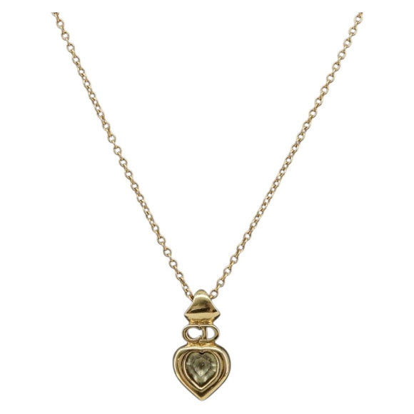 Christian Dior Heart Stone Necklace metal Gold Auth 205471