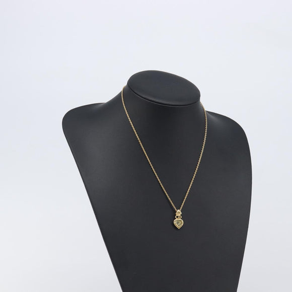 Christian Dior Heart Stone Necklace metal Gold Auth 205471