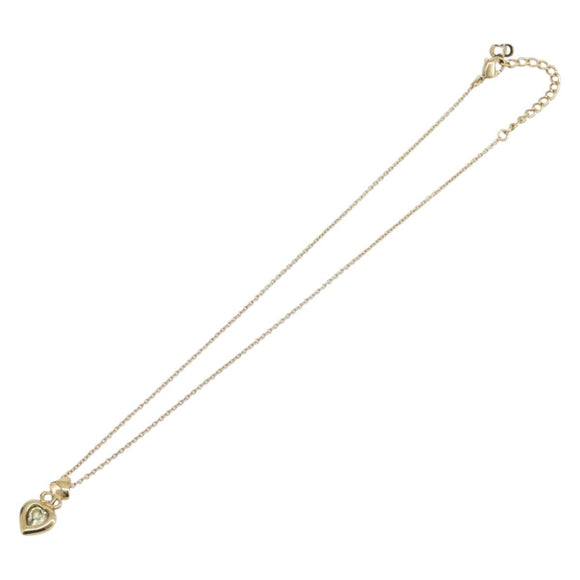 Christian Dior Heart Stone Necklace metal Gold Auth 205471