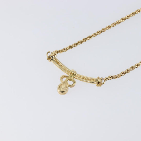 Christian Dior CD Stone Necklace metal Gold Auth 205476
