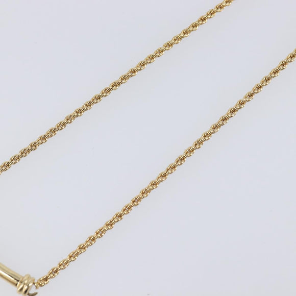 Christian Dior CD Stone Necklace metal Gold Auth 205476