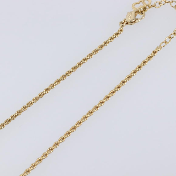 Christian Dior CD Stone Necklace metal Gold Auth 205476
